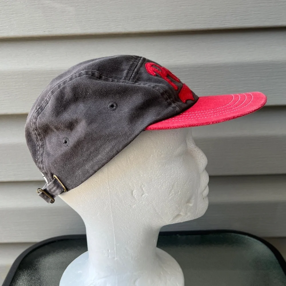 RARE- Vintage 90’s Polo Sport 5 Panel Adjustable Strap Hat Cap Gray/Red - Picture 4 of 10